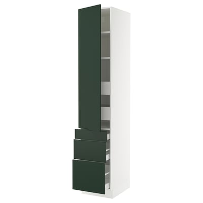 SEKTION / MAXIMERA Gabinete alto+puerta/3 frnt/5 cjn, blanco/Havstorp verde oscuro, 18x24x90 "