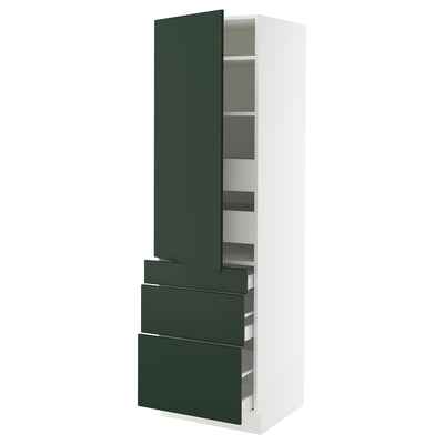 SEKTION / MAXIMERA Gabinete alto+puerta/3 frnt/5 cjn, blanco/Havstorp verde oscuro, 24x24x80 "