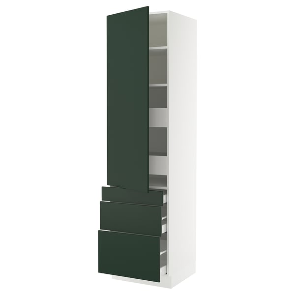 SEKTION / MAXIMERA Gabinete alto+puerta/3 frnt/5 cjn, blanco/Havstorp verde oscuro, 24x24x90 "