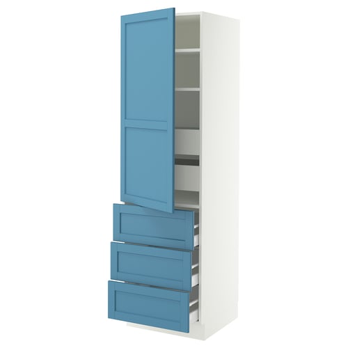 SEKTION / MAXIMERA Gabinete alto+puerta/3 frnt/5 cjn, blanco/Lerhyttan azul, 24x24x80 "