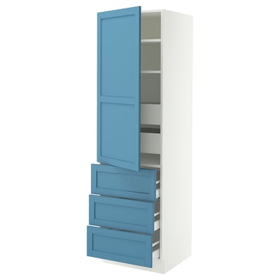 SEKTION / MAXIMERA Gabinete alto+puerta/3 frnt/5 cjn, blanco/Lerhyttan azul, 24x24x80 "