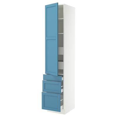 SEKTION / MAXIMERA Gabinete alto+puerta/3 frnt/5 cjn, blanco/Lerhyttan azul, 18x24x90 "