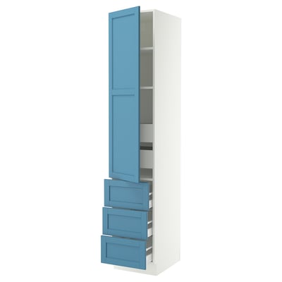 SEKTION / MAXIMERA Gabinete alto+puerta/3 frnt/5 cjn, blanco/Lerhyttan azul, 18x24x90 "