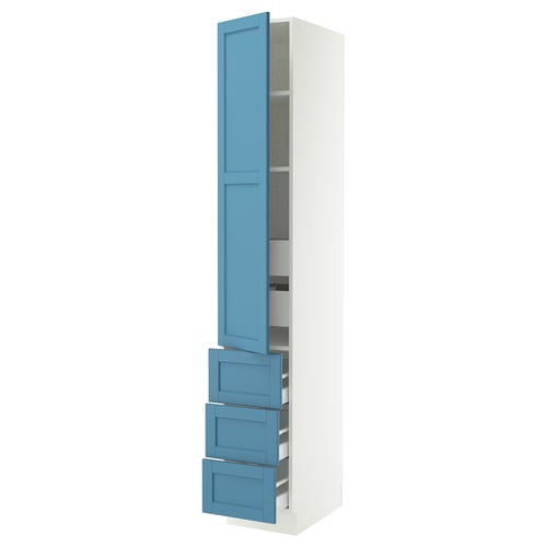 SEKTION / MAXIMERA Gabinete alto+puerta/3 frnt/5 cjn, blanco/Lerhyttan azul, 15x24x90 "