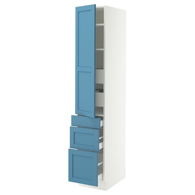 SEKTION / MAXIMERA Gabinete alto+puerta/3 frnt/5 cjn, blanco/Lerhyttan azul, 15x24x80 "