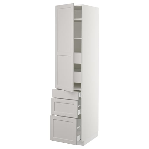 SEKTION / MAXIMERA Gabinete alto+puerta/3 frnt/5 cjn, blanco/Lerhyttan gris claro, 18x24x80 "