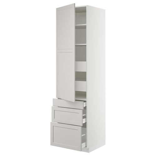 SEKTION / MAXIMERA Gabinete alto+puerta/3 frnt/5 cjn, blanco/Lerhyttan gris claro, 24x24x90 "