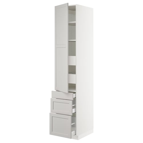 SEKTION / MAXIMERA Gabinete alto+puerta/3 frnt/5 cjn, blanco/Lerhyttan gris claro, 18x24x90 "