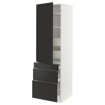SEKTION / MAXIMERA Gabinete alto+puerta/3 frnt/5 cjn, blanco/Nickebo antracita mate, 24x24x80 "