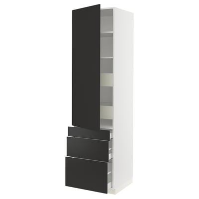SEKTION / MAXIMERA Gabinete alto+puerta/3 frnt/5 cjn, blanco/Nickebo antracita mate, 24x24x90 "
