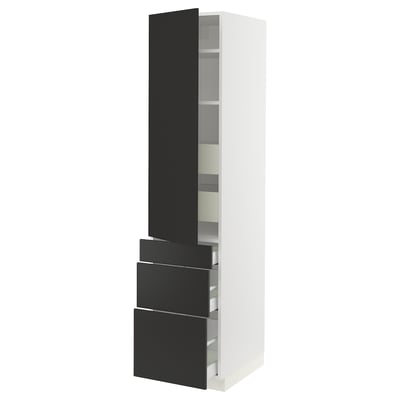 SEKTION / MAXIMERA Gabinete alto+puerta/3 frnt/5 cjn, blanco/Nickebo antracita mate, 18x24x80 "