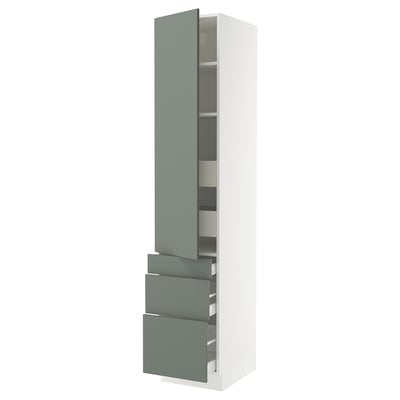 SEKTION / MAXIMERA Gabinete alto+puerta/3 frnt/5 cjn, blanco/Nickebo verde grisáceo mate, 18x24x90 "