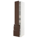 SEKTION / MAXIMERA Gabinete alto+puerta/3 frnt/5 cjn, blanco/Sinarp marrón, 18x24x90 "