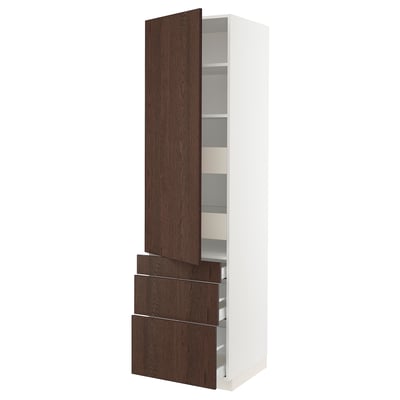 SEKTION / MAXIMERA Gabinete alto+puerta/3 frnt/5 cjn, blanco/Sinarp marrón, 24x24x90 "