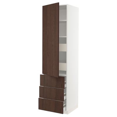 SEKTION / MAXIMERA Gabinete alto+puerta/3 frnt/5 cjn, blanco/Sinarp marrón, 24x24x90 "
