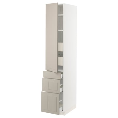 SEKTION / MAXIMERA Gabinete alto+puerta/3 frnt/5 cjn, blanco/Stensund beige, 15x24x80 "
