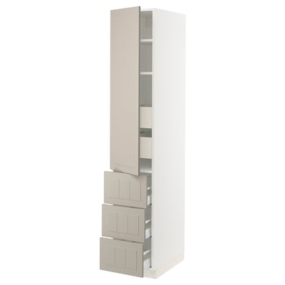 SEKTION / MAXIMERA Gabinete alto+puerta/3 frnt/5 cjn, blanco/Stensund beige, 15x24x80 "