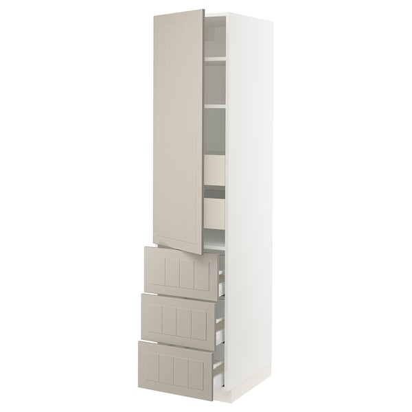 SEKTION / MAXIMERA Gabinete alto+puerta/3 frnt/5 cjn, blanco/Stensund beige, 18x24x80 "