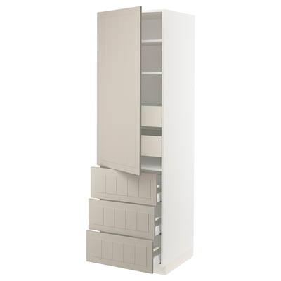 SEKTION / MAXIMERA Gabinete alto+puerta/3 frnt/5 cjn, blanco/Stensund beige, 24x24x80 "