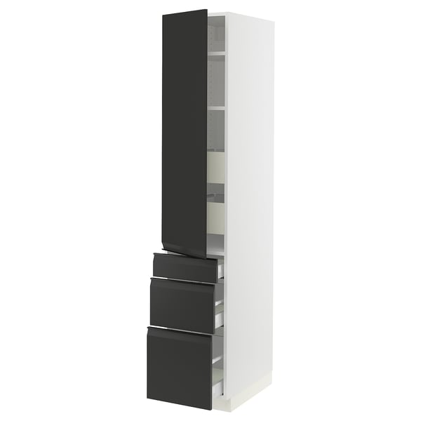 SEKTION / MAXIMERA Gabinete alto+puerta/3 frnt/5 cjn, blanco/Upplöv antracita mate, 15x24x80 "