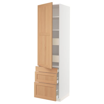 SEKTION / MAXIMERA Gabinete alto+puerta/3 frnt/5 cjn, blanco/Vedhamn roble, 24x24x90 "