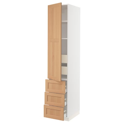 SEKTION / MAXIMERA Gabinete alto+puerta/3 frnt/5 cjn, blanco/Vedhamn roble, 18x24x90 "