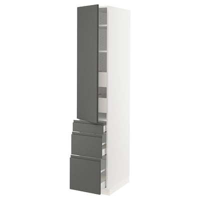 SEKTION / MAXIMERA Gabinete alto+puerta/3 frnt/5 cjn, blanco/Voxtorp gris oscuro, 15x24x80 "