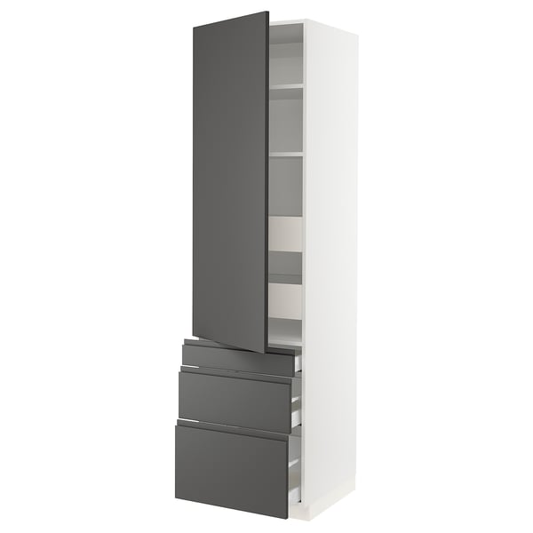 SEKTION / MAXIMERA Gabinete alto+puerta/3 frnt/5 cjn, blanco/Voxtorp gris oscuro, 24x24x90 "