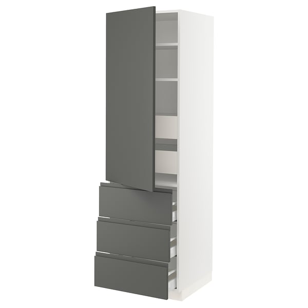 SEKTION / MAXIMERA Gabinete alto+puerta/3 frnt/5 cjn, blanco/Voxtorp gris oscuro, 24x24x80 "