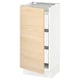 SEKTION / MAXIMERA Gabinete bajo+1 puerta/3 cajones, blanco/Askersund efecto de fresno claro, 15x15x30 "