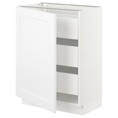 SEKTION / MAXIMERA Gabinete bajo+1 puerta/3 cajones, blanco/Axstad blanco mate, 24x15x30 "
