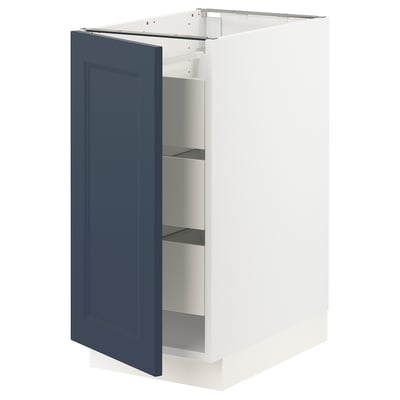 SEKTION / MAXIMERA Gabinete bajo+1 puerta/3 cajones, blanco Axstad/mate azul, 15x24x30 "
