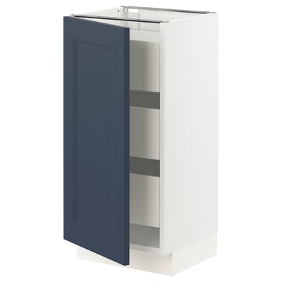 SEKTION / MAXIMERA Gabinete bajo+1 puerta/3 cajones, blanco Axstad/mate azul, 15x15x30 "