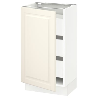 SEKTION / MAXIMERA Gabinete bajo+1 puerta/3 cajones, blanco/Bodbyn color hueso, 18x15x30 "