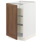 SEKTION / MAXIMERA Gabinete bajo+1 puerta/3 cajones, blanco Enköping/marrón efecto de nogal, 18x24x30 "