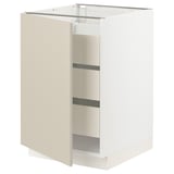 SEKTION / MAXIMERA Gabinete bajo+1 puerta/3 cajones, blanco/Havstorp beige, 21x24x30 "