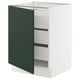 SEKTION / MAXIMERA Gabinete bajo+1 puerta/3 cajones, blanco/Havstorp verde oscuro, 24x24x30 "