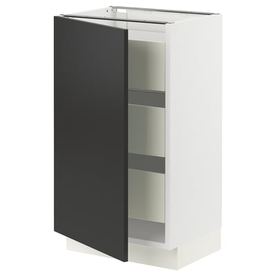 SEKTION / MAXIMERA Gabinete bajo+1 puerta/3 cajones, blanco/Nickebo antracita mate, 18x15x30 "