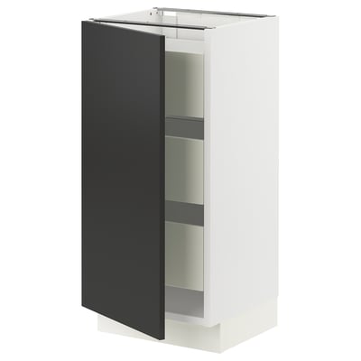SEKTION / MAXIMERA Gabinete bajo+1 puerta/3 cajones, blanco/Nickebo antracita mate, 15x15x30 "