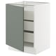 SEKTION / MAXIMERA Gabinete bajo+1 puerta/3 cajones, blanco/Nickebo verde grisáceo mate, 24x24x30 "