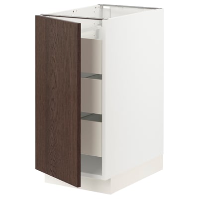 SEKTION / MAXIMERA Gabinete bajo+1 puerta/3 cajones, blanco/Sinarp marrón, 15x24x30 "