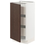 SEKTION / MAXIMERA Gabinete bajo+1 puerta/3 cajones, blanco/Sinarp marrón, 15x15x30 "