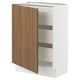 SEKTION / MAXIMERA Gabinete bajo+1 puerta/3 cajones, blanco/Tistorp efecto nogal marrón, 24x15x30 "