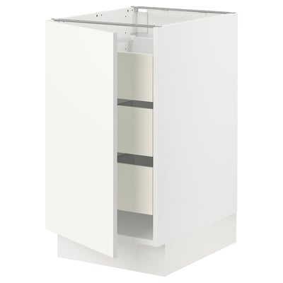 SEKTION / MAXIMERA Gabinete bajo+1 puerta/3 cajones, blanco/Vallstena blanco, 18x24x30 "