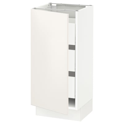 SEKTION / MAXIMERA Gabinete bajo+1 puerta/3 cajones, blanco/Veddinge blanco, 15x15x30 "