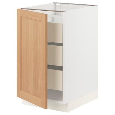 SEKTION / MAXIMERA Gabinete bajo+1 puerta/3 cajones, blanco/Vedhamn roble, 18x24x30 "