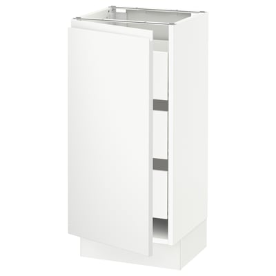 SEKTION / MAXIMERA Gabinete bajo+1 puerta/3 cajones, blanco/Voxtorp blanco mate, 15x15x30 "