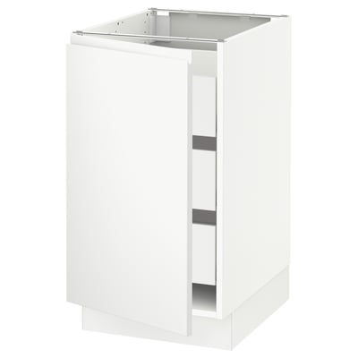 SEKTION / MAXIMERA Gabinete bajo+1 puerta/3 cajones, blanco/Voxtorp blanco mate, 18x24x30 "