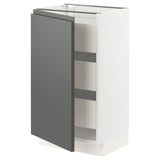 SEKTION / MAXIMERA Gabinete bajo+1 puerta/3 cajones, blanco/Voxtorp gris oscuro, 18x15x30 "