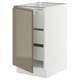 SEKTION / MAXIMERA Gabinete bajo+1 puerta/3 cajones, blanco/Voxtorp marrón grisáceo oscuro alto brillo, 18x24x30 "